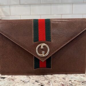 Gucci Brown Leather Satchel vintage with Gold Accent